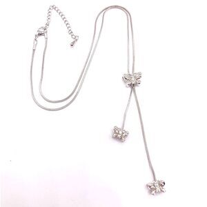 Silver rhinestone butterfly bolero necklace